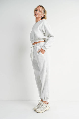 Gigi Grey Cropped Sweatshirt Sweatpants Set - ATIVE