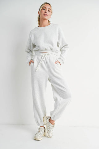 Gigi Grey Cropped Sweatshirt Sweatpants Set - ATIVE