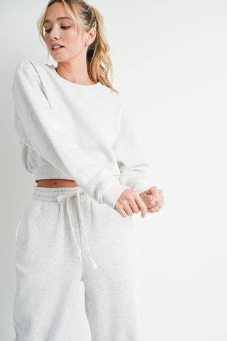 Gigi Grey Cropped Sweatshirt Sweatpants Set - ATIVE