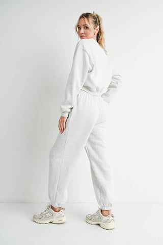 Gigi Grey Cropped Sweatshirt Sweatpants Set - ATIVE