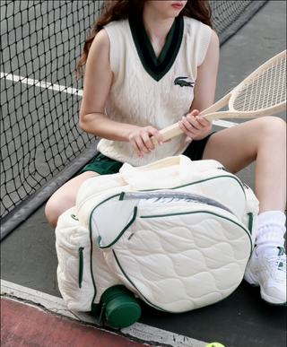 Caraa Tennis Quilted Duffel in Ivory - ATIVE