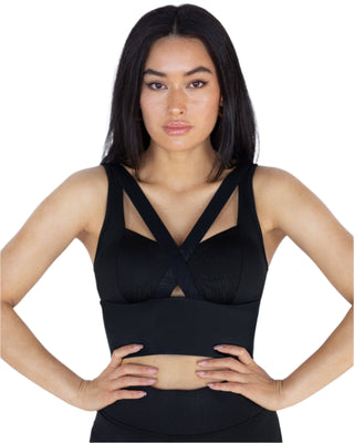 Feline Longline Crop Top Bra Black