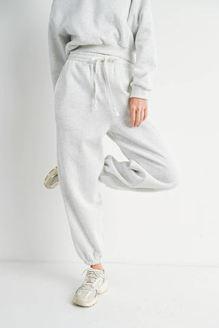 Gigi Grey Cropped Sweatshirt Sweatpants Set