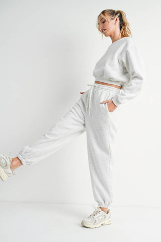 Gigi Grey Cropped Sweatshirt Sweatpants Set