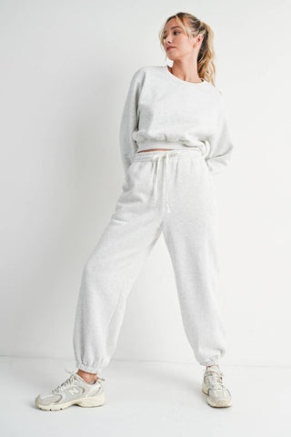 Gigi Grey Cropped Sweatshirt Sweatpants Set