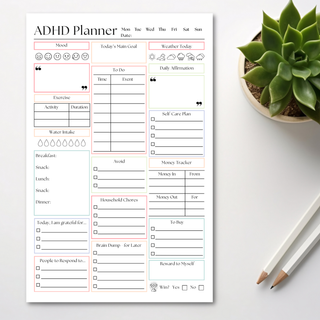 Eleventh and Taylor - ADHD Daily Productivity Planner: 50 Page Tear-Off Notepad