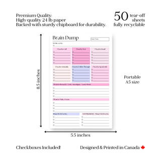Eleventh and Taylor - Brain Dump Notepad: Pink 50-Page Daily ADHD Planner