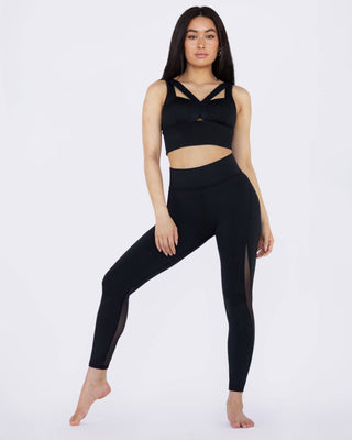 Feline Longline Crop Top Bra Black - ATIVE