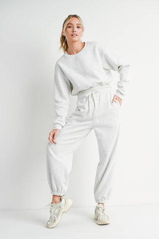 Gigi Grey Cropped Sweatshirt Sweatpants Set - ATIVE